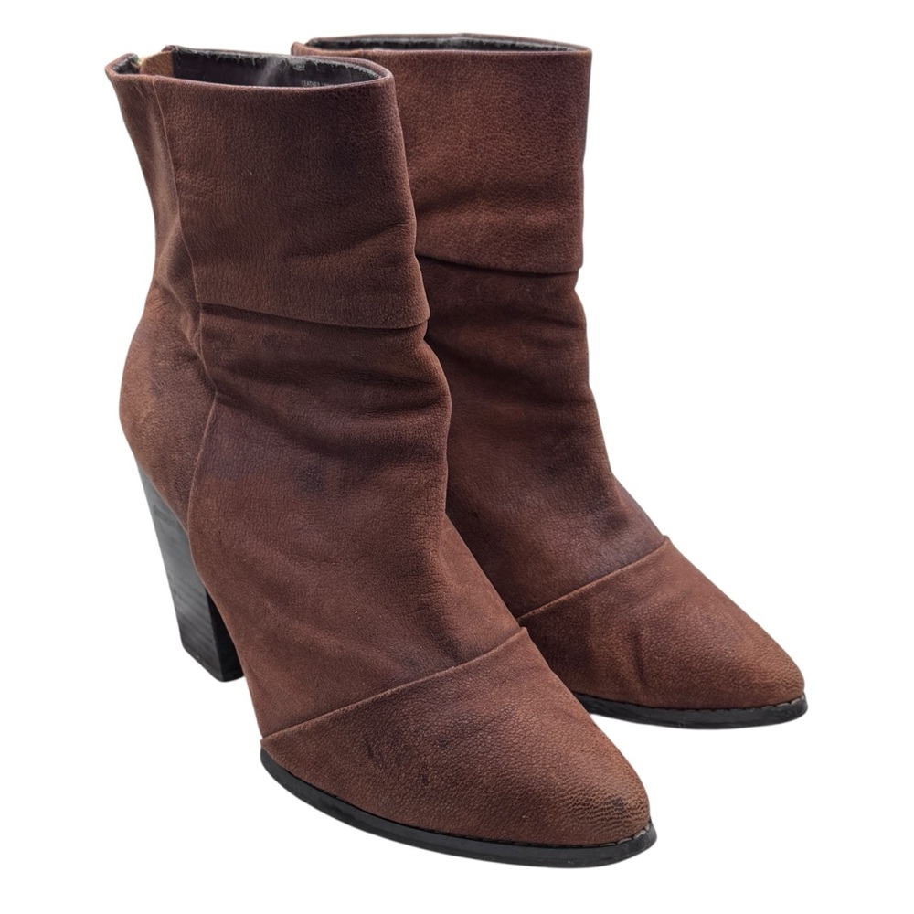 Kelsi Dagger Brown Suede Ankle Boots with Stacked Heel - Size 8